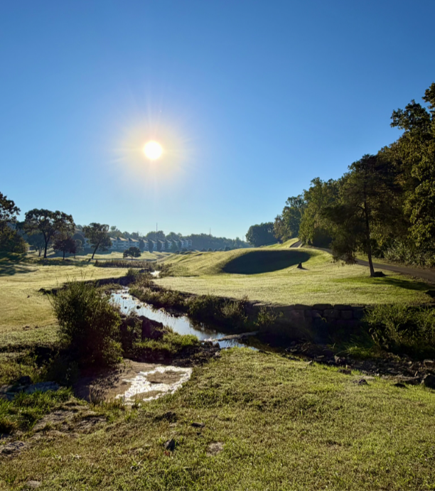 Crisp Missouri morning showcasing an interesting course layout right off the first tee at